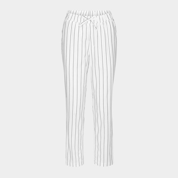 Hvide bambus pyjamasbukser med smalle grå striber