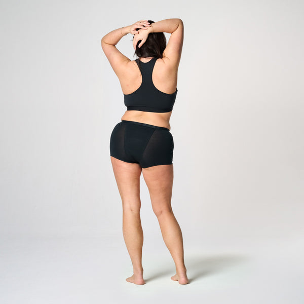 Sort menstruationstrusse Boyshort - Kraftig/nat