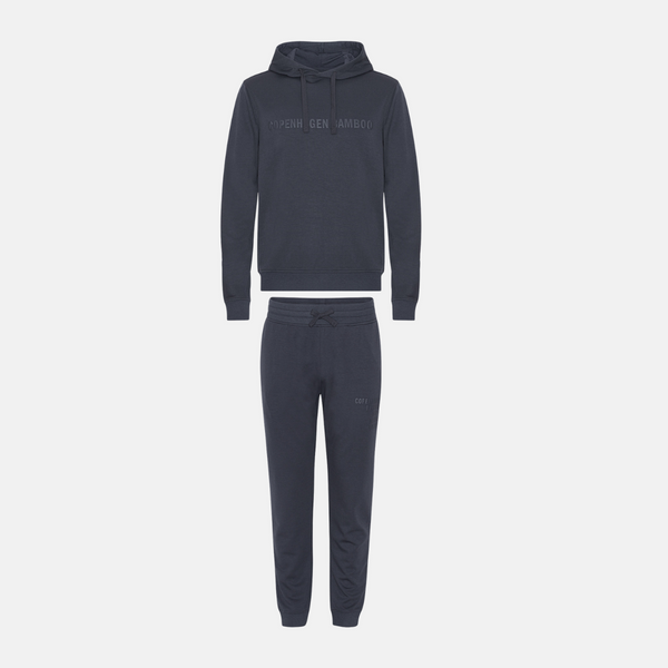Mørkegråt bambus hoodie joggingsæt med logo