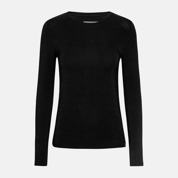 Sort langærmet bambus T-shirt