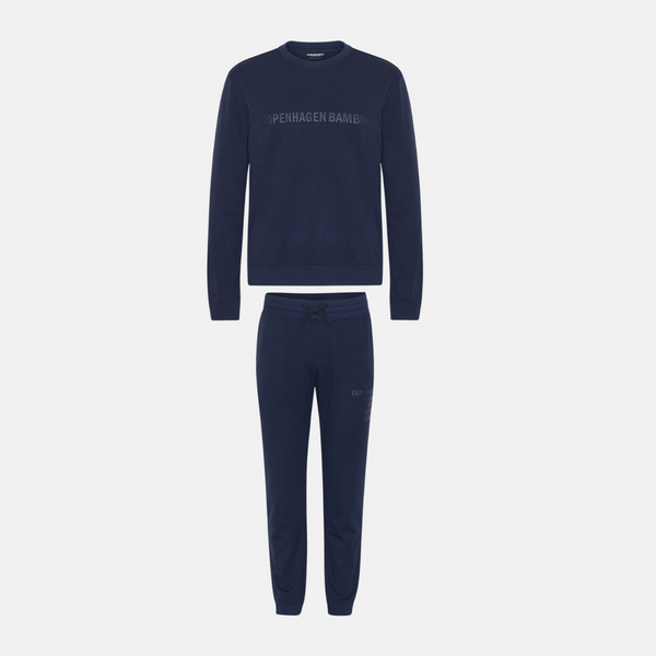 Navy bambus joggingsæt med logo