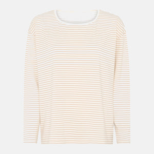 Stribet langærmet bambus T-shirt i sand fra CCDK