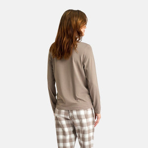 Brun langærmet bambus T-shirt
