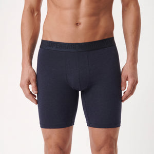 Navy bambus underbukser med lange ben set forfra, Copenhagen Bamboo