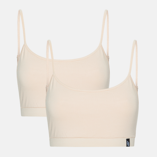 Cream bambus Bh top med tynd strop - 2 pak