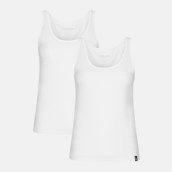 Hvide bambus tank top - 2 pak