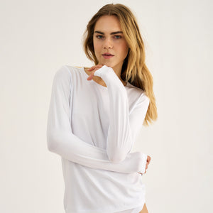 Hvid langærmet bambus T-shirt fra JBS of Denmark