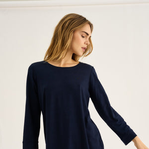 Blå langærmet bambus T-shirt kjole