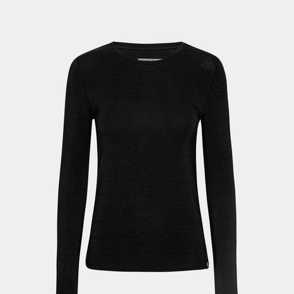 3 pak langærmet bambus T-shirt i sort/hvid/navy