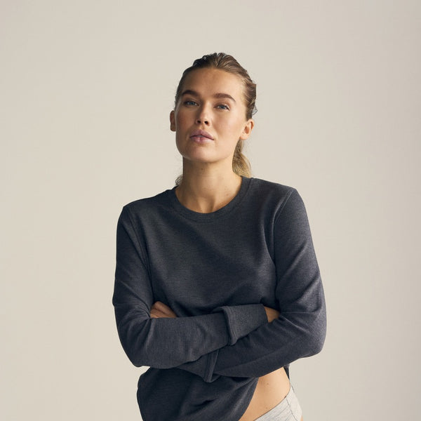 Mørk grå melange bambus sweatshirt