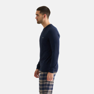 Navy langærmet bambus T-shirt til herre