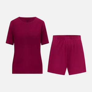 Nicole Bordeaux kortærmet pyjamassæt fra Bamboo Basics