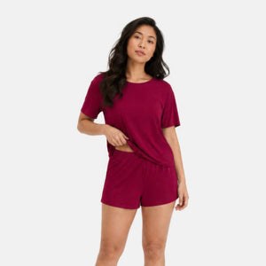 Nicole Bordeaux kortærmet pyjamassæt fra Bamboo Basics