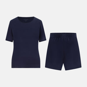 Nicole Blå kortærmet pyjamassæt fra Bamboo Basics
