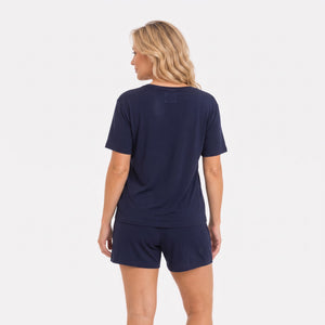 Nicole Blå kortærmet pyjamassæt fra Bamboo Basics