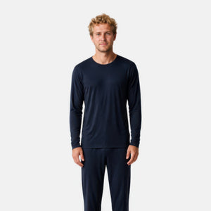 Nino Blå langærmet pyjamassæt fra Bamboo Basics
