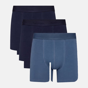 3 pak bambus underbukser med lange ben i blå/navy