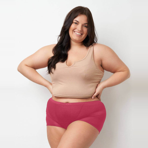 Kraftig/Nat bambus menstruationstrusse i Ruby Pink