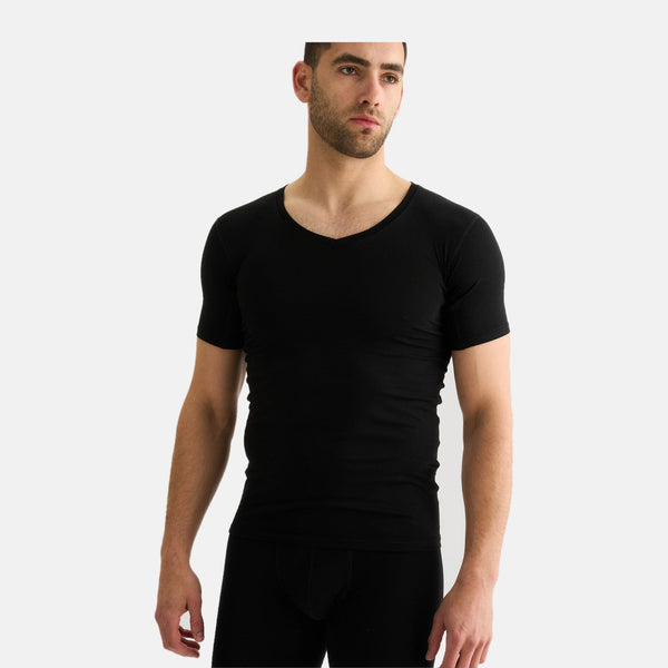 Sort bambus anti-sved T-shirt med V-hals