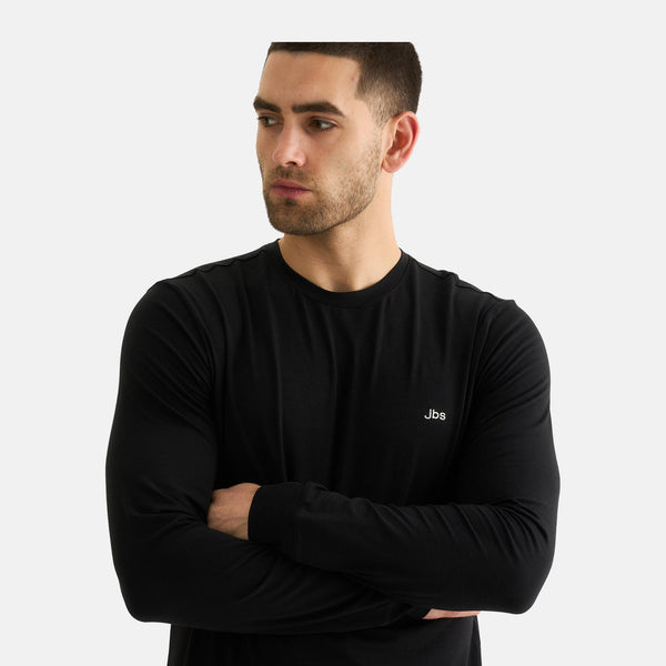 Sort langærmet bambus T-shirt til herre