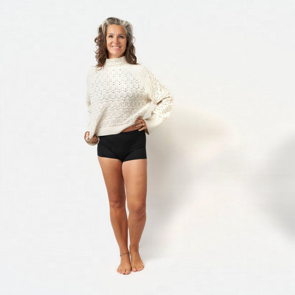 Sort menstruationstrusse Boyshort - Kraftig/nat