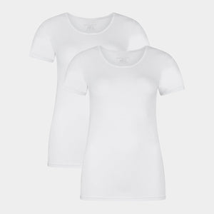 Kate bambus T-shirt rund hals - hvid 2 pak S   Bamboo Basics