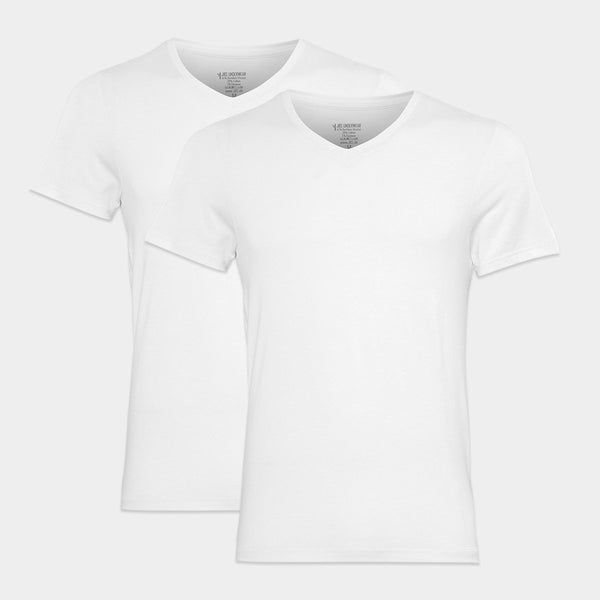2 hvide slim fit bambus v-hals T-shirts XXXL   JBS