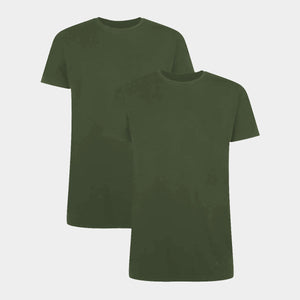 Ruben bambus crew neck T-shirt - mørkegrøn 2 pak S   Bamboo Basics
