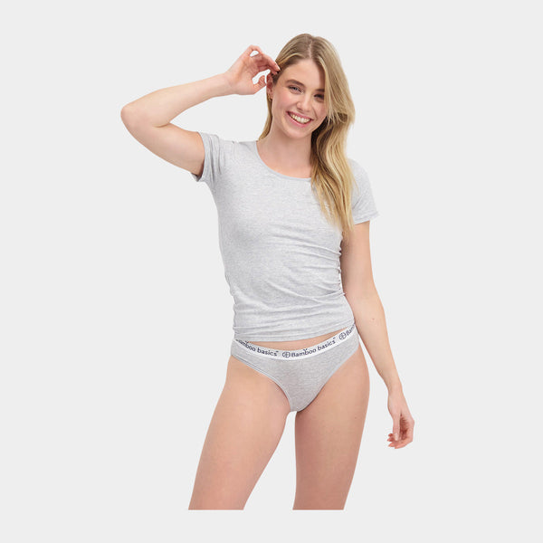 Yara bambus tai trusser med elastiklinning - lysegrå 3 pak    Bamboo Basics