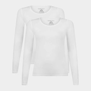 Lara bambus langærmet T-shirt - Hvid 2 pak S   Bamboo Basics