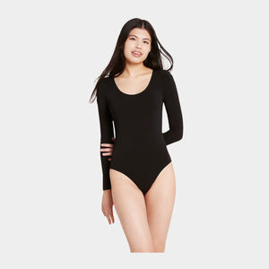 Sort bambus bodystocking med lange ærmer    Boody