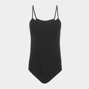 Sort bambus bodystocking med tynde stropper XS   Boody