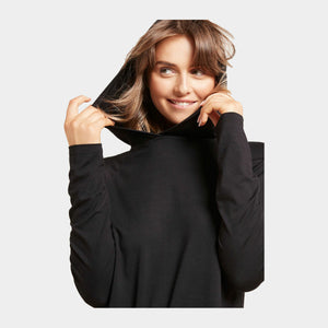 Sort langærmet bambus T-shirt med hætte    Boody