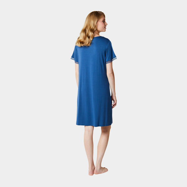 Jacqueline bambus kortærmet natkjole - støvet blå    CCDK