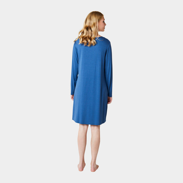 Jacqueline bambus langærmet natkjole - støvet blå    CCDK