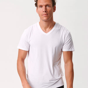 Hvide slim fit v-hals bambus T-shirts - 2 pak    Copenhagen Bamboo