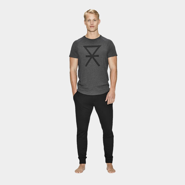 Mørkegrå crew neck bambus T-shirt med print    JBS of Denmark