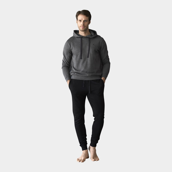 Mørkegråt - sort bambus joggingsæt hoodie S   JBS of Denmark