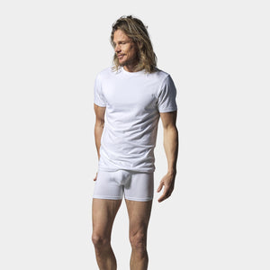 2 hvide bambus crew neck slim fit T-shirts    Resteröds