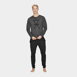 Mørkegrå bambus sweatshirt med print    JBS of Denmark