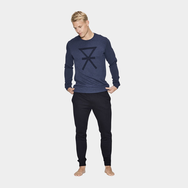 Mørkeblå bambus sweatshirt med print    JBS of Denmark